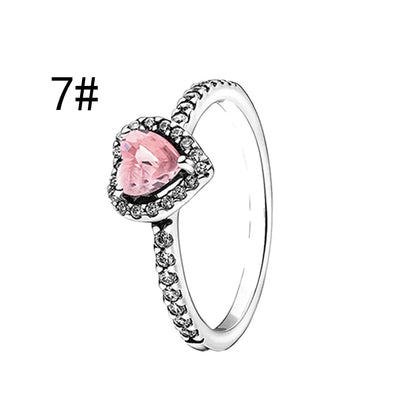 Original 925 Sterling Silver Zircon Pink Shining Bow Set Ring Earrings Bracelets Necklace