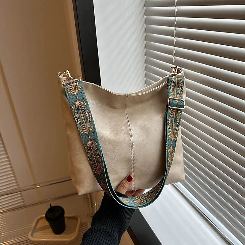 Wide Geometric Strap Shoulder Bag