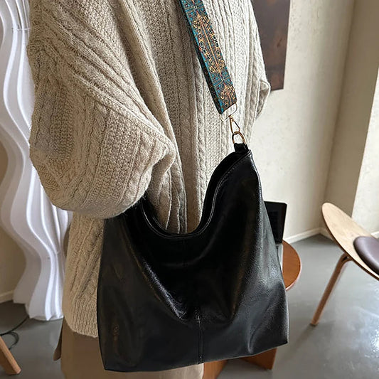 Wide Geometric Strap Shoulder Bag