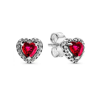 Original 925 Sterling Silver Zircon Pink Shining Bow Set Ring Earrings Bracelets Necklace