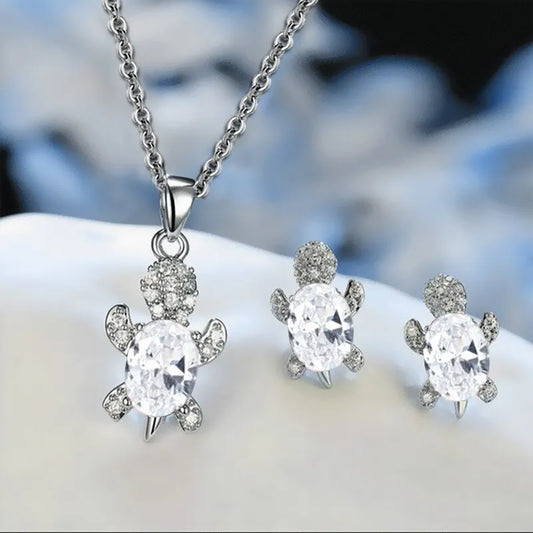 3pcs Set Turtle Shape Necklade and Earring