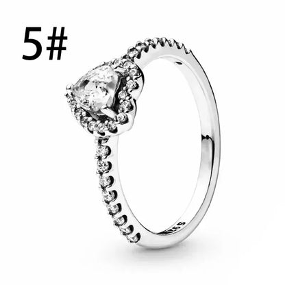 Original 925 Sterling Silver Zircon Pink Shining Bow Set Ring Earrings Bracelets Necklace