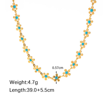 Gold-colorful Stainless Necklace Bracelet Set