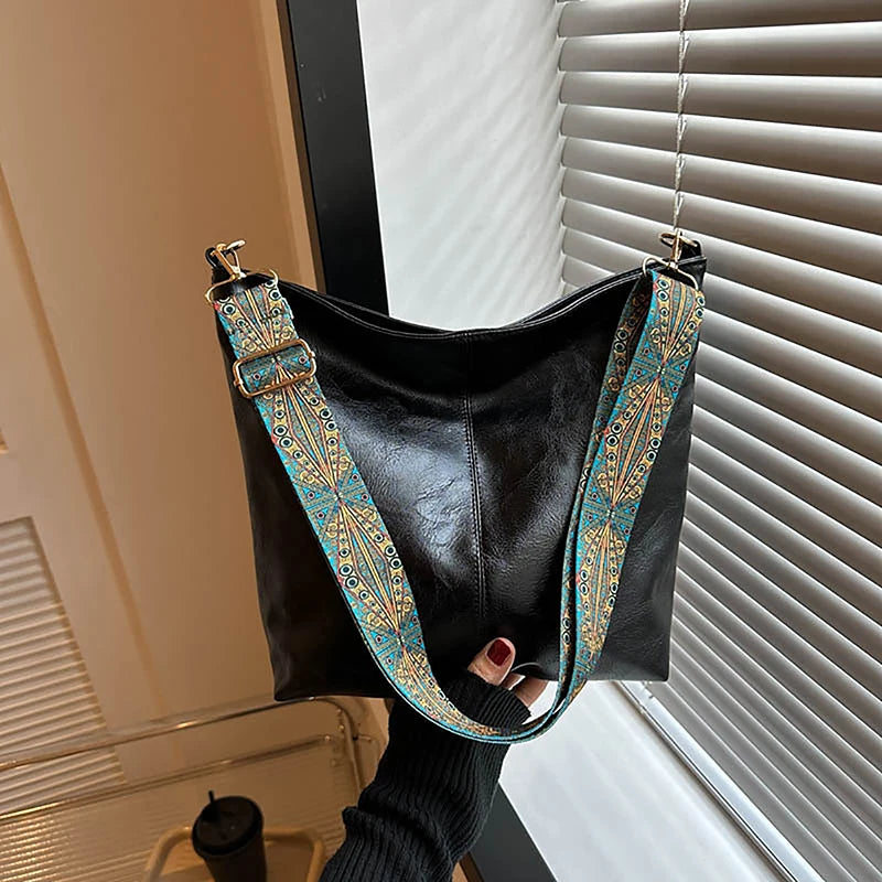 Wide Geometric Strap Shoulder Bag