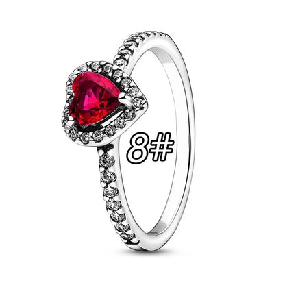 Original 925 Sterling Silver Zircon Pink Shining Bow Set Ring Earrings Bracelets Necklace