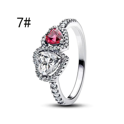 Original 925 Sterling Silver Zircon Pink Shining Bow Set Ring Earrings Bracelets Necklace