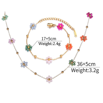Gold-colorful Stainless Necklace Bracelet Set