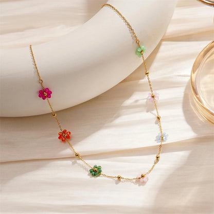 Gold-colorful Stainless Necklace Bracelet Set