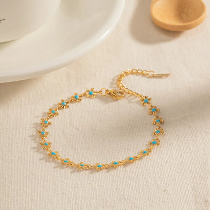 Gold-colorful Stainless Necklace Bracelet Set