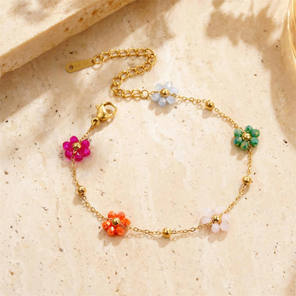 Gold-colorful Stainless Necklace Bracelet Set