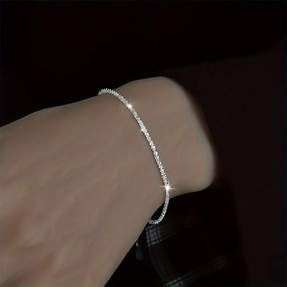 Shiny Sparkling Silver Chain Necklace Bracelet