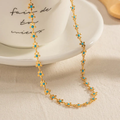 Gold-colorful Stainless Necklace Bracelet Set