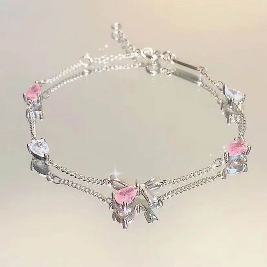 Elegant Crystal Flowers Bracelet