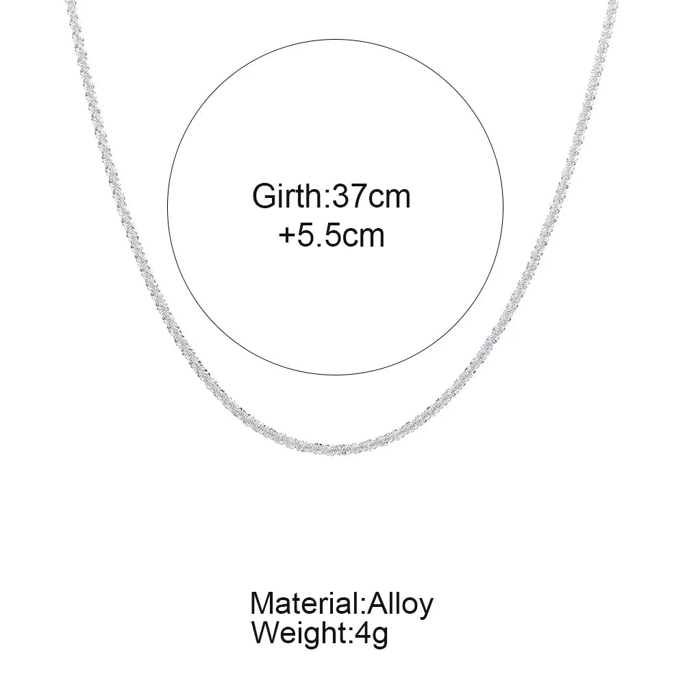 Shiny Sparkling Silver Chain Necklace Bracelet