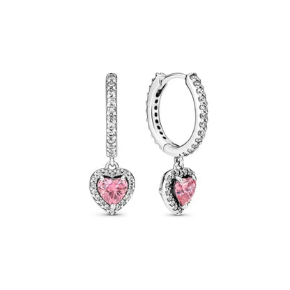 Original 925 Sterling Silver Zircon Pink Shining Bow Set Ring Earrings Bracelets Necklace